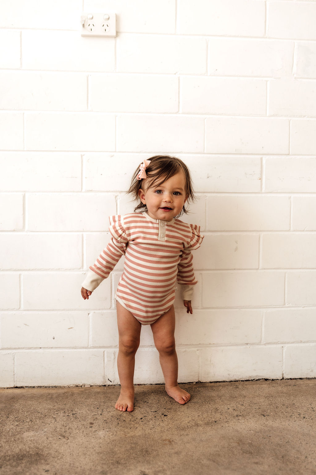 Rose Stripe Long Sleeve Bodysuit